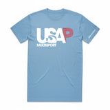 Official USA Pentathlon Multisport team logo Debrouillard t-shirt in Carolina Blue