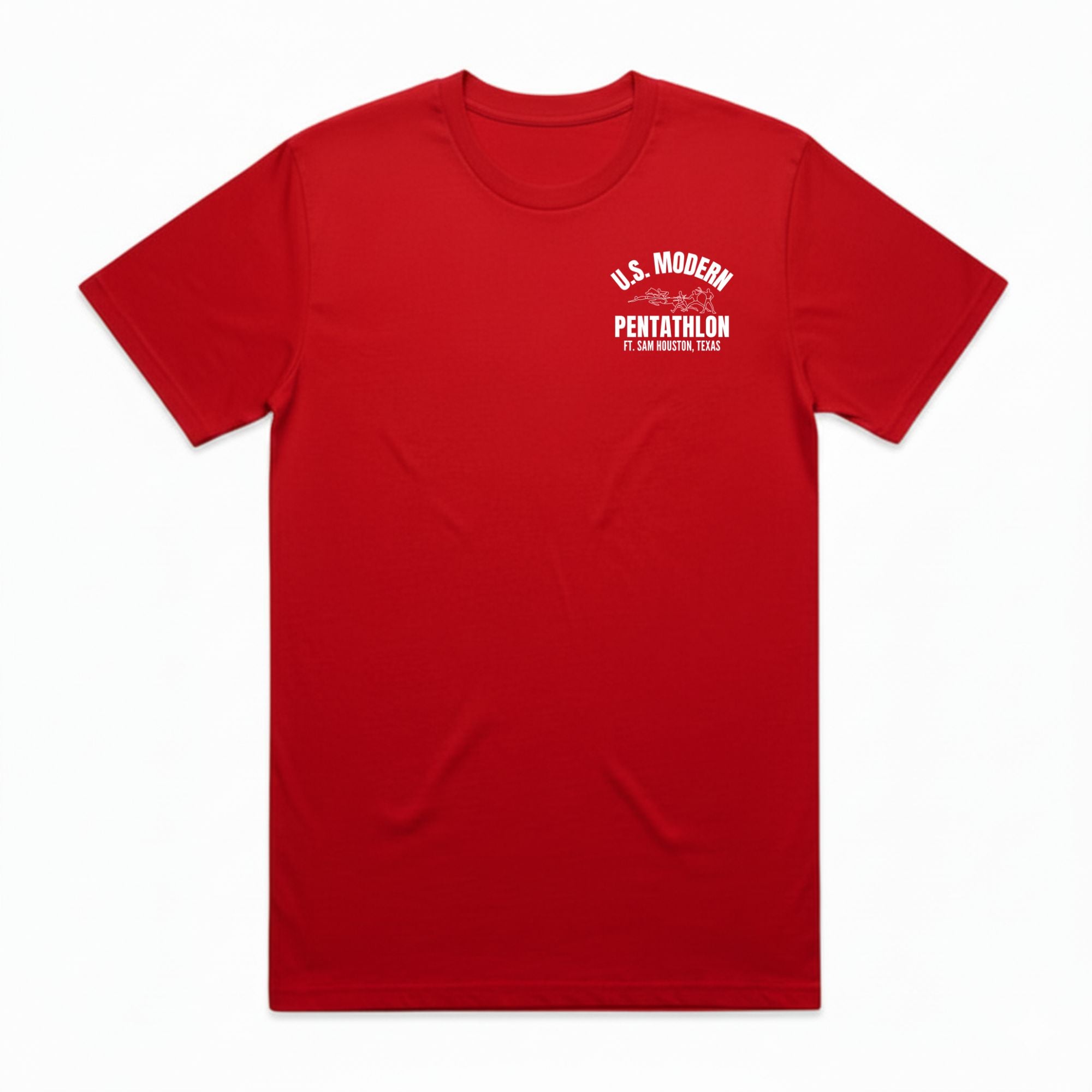 Red USA Pentathlon Heritage T-Shirt with white U.S. Modern Pentathlon logo