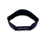 Back view of the navy blue USA Pentathlon Multisport visor showing the “débrouillard” embroidery on the adjustable strap